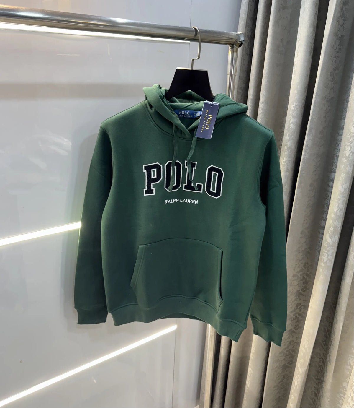 Ralph  Lauren Bottle Green Embroidery Logo Imported Hoodie