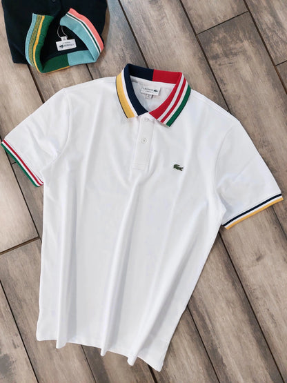 Lacost e White Embroidery Logo Premium Polo T-Shirt