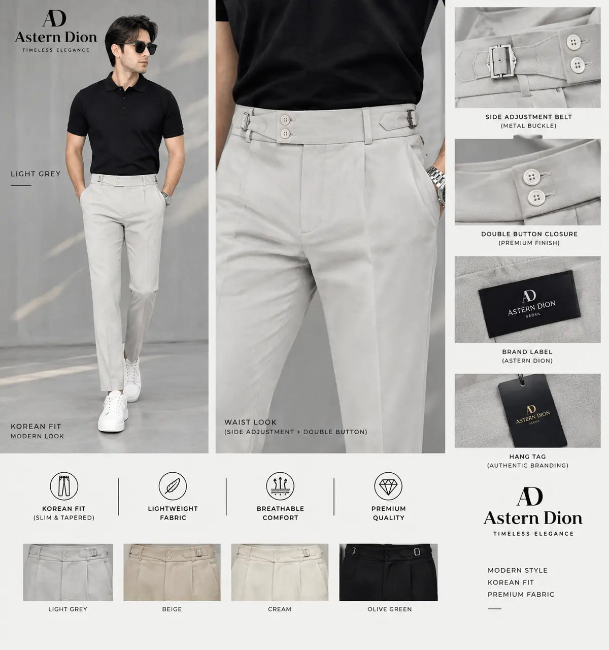 Astern Dion Grey Imported Korean Trouser
