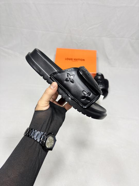 LV Miami Mule Black Flip Flop